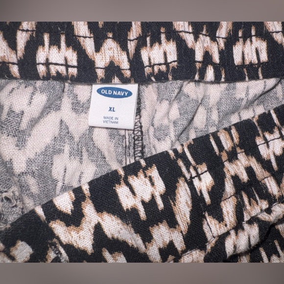 Mid-Rise Cropped Linen-Blend Pants Neutral Ikat - Picture 2 of 12